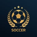 Soccer logo. Football club or team emblem, badge, icon design with a ball and laurel wreath. Sport tournament, league Royalty Free Stock Photo